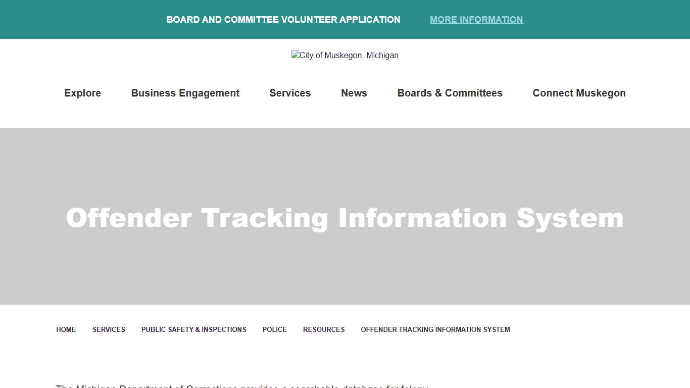 Offender Tracking Information System - City of Muskegon